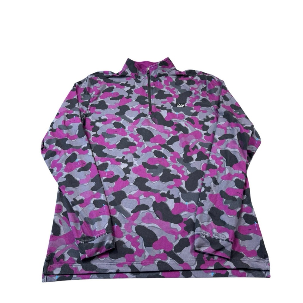 Good Good Golf Purple Red Gray‎ Camo 1/2 Zip Performance Golf Pullover M